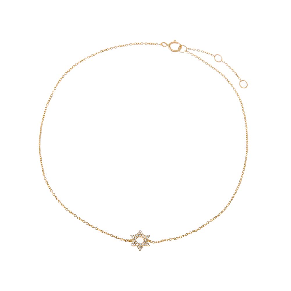 14K Gold Diamond Pave Star Of David Anklet 14K - Adina Eden's Jewels