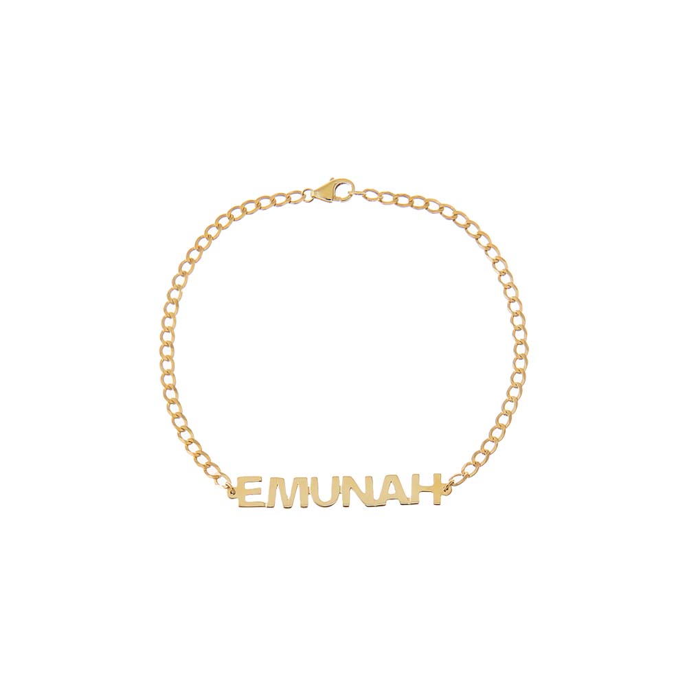 14K Gold Emunah = Faith Cuban Link Bracelet 14K - Adina Eden's Jewels