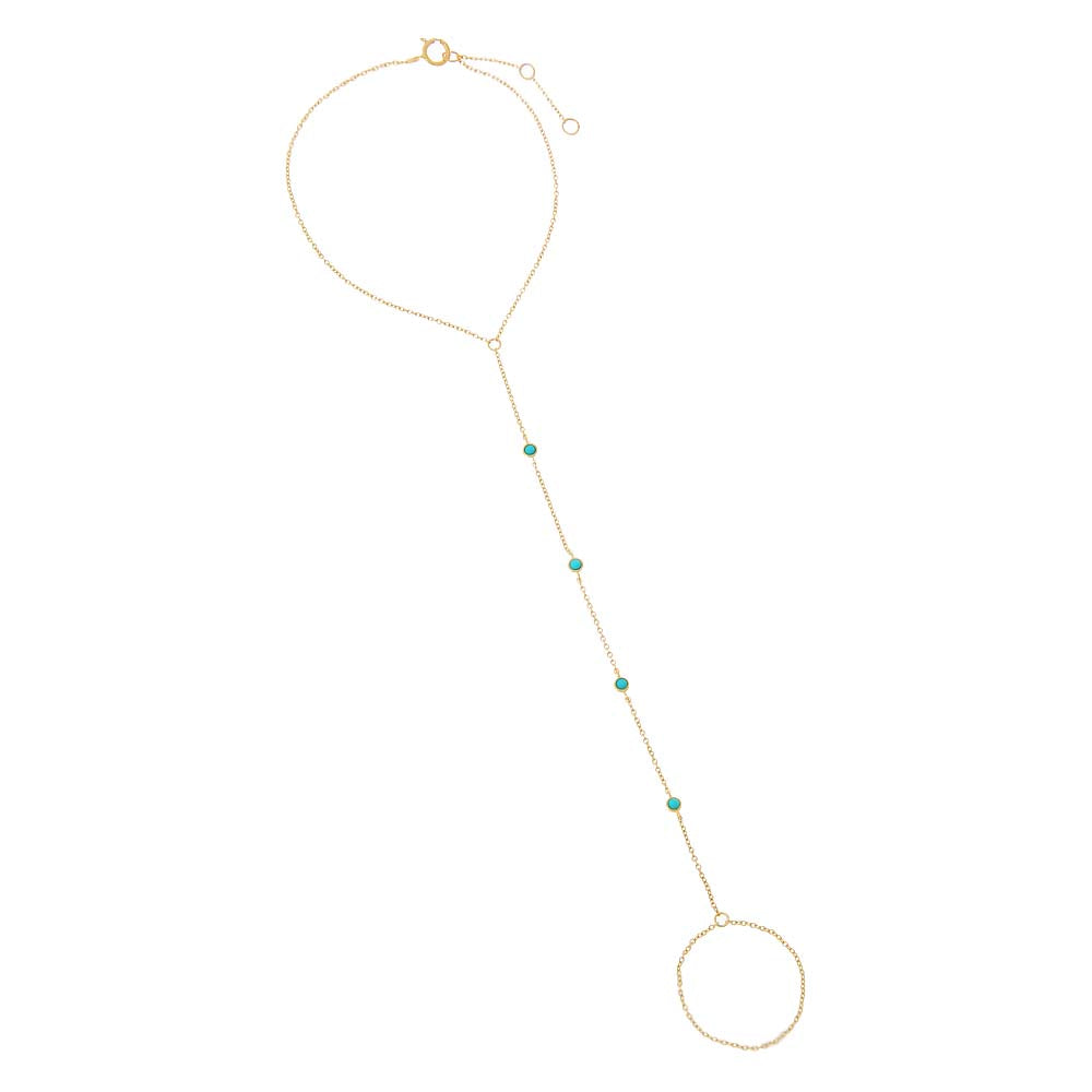 Turquoise Turquoise Multi Embedded Hand Chain 14K - Adina Eden's Jewels