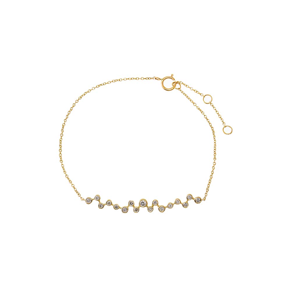 14K Gold Diamond Scattered Bezel Bar Bracelet 14K - Adina Eden's Jewels