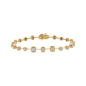 Lab Grown Diamond Graduated Emerald Bezel Tennis Bracelet 14K