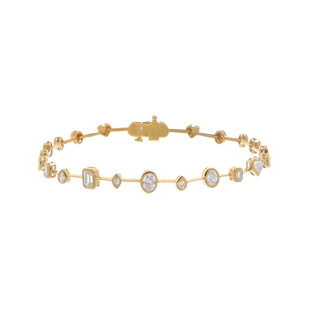 Lab Grown Diamond Multishape Bezel Tennis Bracelet 14K