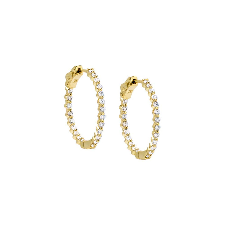 Gold Thin CZ Round Hoop Earring - Adina Eden's Jewels
