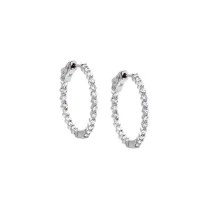 Silver Thin CZ Round Hoop Earring - Adina Eden's Jewels