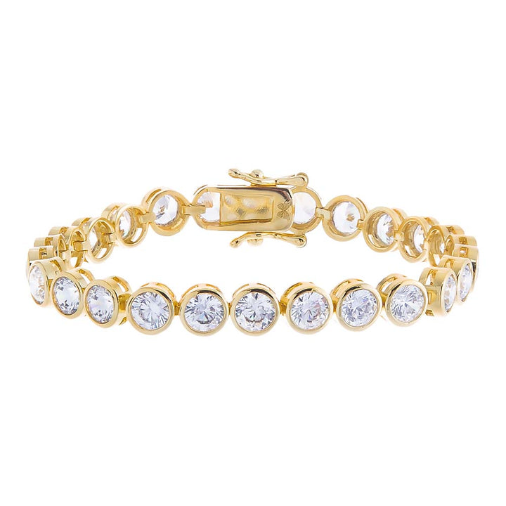 Gold / 6.5" / 5MM Bezel Tennis Bracelet - Adina Eden's Jewels