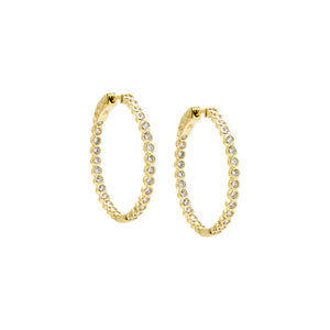 Gold Thin CZ Bezel Hoop Earring - Adina Eden's Jewels