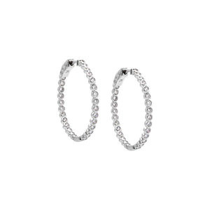 Silver Thin CZ Bezel Hoop Earring - Adina Eden's Jewels