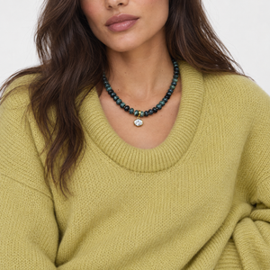 CZ Oval Bird Stone beaded Charm Necklace - Adina Eden's Jewels
