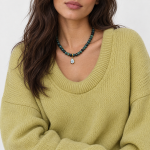 CZ Pear Bird Stone Beaded Charm Necklace - Adina Eden's Jewels