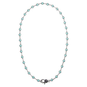 Aqua Blue Blackened Bezel Chain Necklace