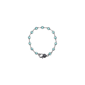 Aqua Blue Blackened Bezel Chain Bracelet
