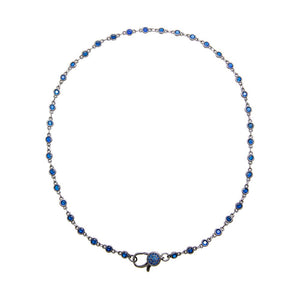 Black Rhodium CZ Bezel Pave Clasp Tennis Link Chain Choker Necklace