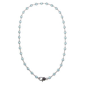 Light Green Blackened Bezel Chain Necklace