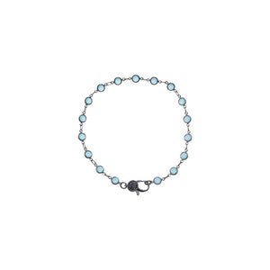 Aqua Blue Blackened Bezel Chain Anklet