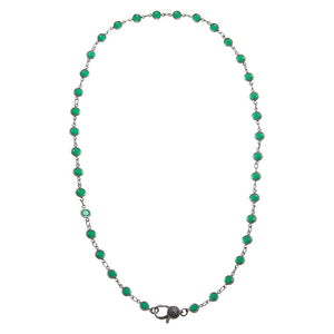 Emerald Green Blackened Bezel Chain Necklace