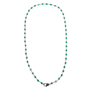 Emerald Green Blackened Bezel Chain Necklace