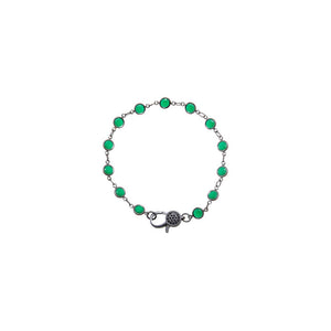 Emerald Green Blackened Bezel Chain Bracelet