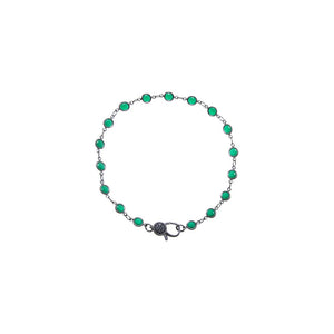 Emerald Green Blackened Bezel Chain Anklet