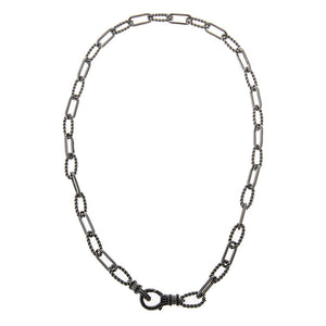 Black / 18IN Twisted Rope Pavé Clasp Link Necklace - Adina Eden's Jewels