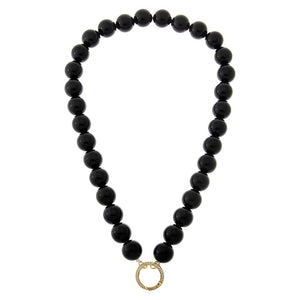 Black Onyx Large Bead Clicker Necklace