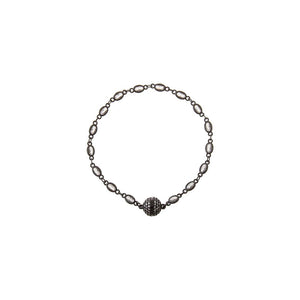 Clear Pave Disco Ball Oval Bezel Station Link Chain Bracelet - Adina Eden's Jewels