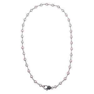 Light Pink Blackened Bezel Chain Necklace