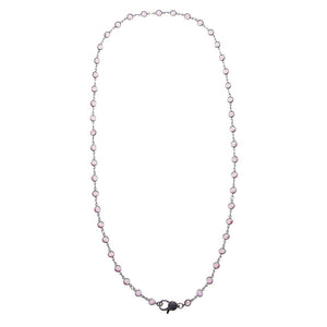 Light Pink Blackened Bezel Chain Necklace