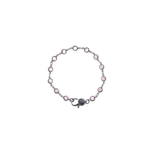 Light Pink Blackened Bezel Chain Bracelet