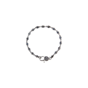 Black Rhodium CZ Bezel Pave Clasp Tennis Link Chain Bracelet