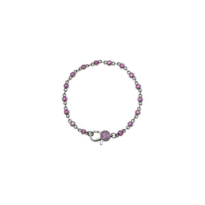 Black Rhodium CZ Bezel Pave Clasp Tennis Link Chain Bracelet