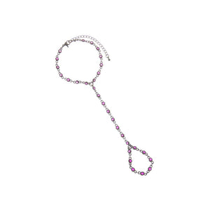 Pink Colored CZ Black Rhodium Hand Chain - Adina Eden's Jewels