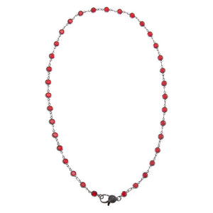 Ruby Red Blackened Bezel Chain Necklace