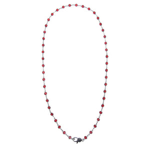 Ruby Red Blackened Bezel Chain Necklace