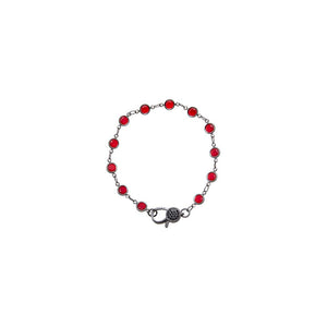 Ruby Red Blackened Bezel Chain Bracelet
