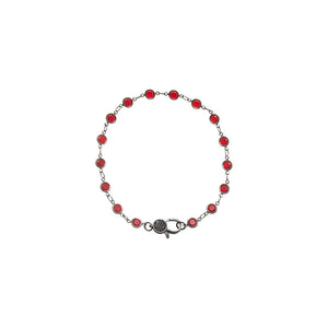 Ruby Red Blackened Bezel Chain Anklet