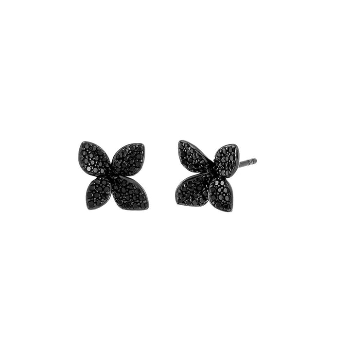 Onyx Small Pavé Fancy Flower Stud Earring - Adina Eden's Jewels
