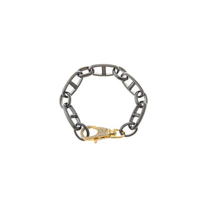 Black Two-Tone Pavé Clasp Anchor Link Collar Bracelet - Adina Eden's Jewels
