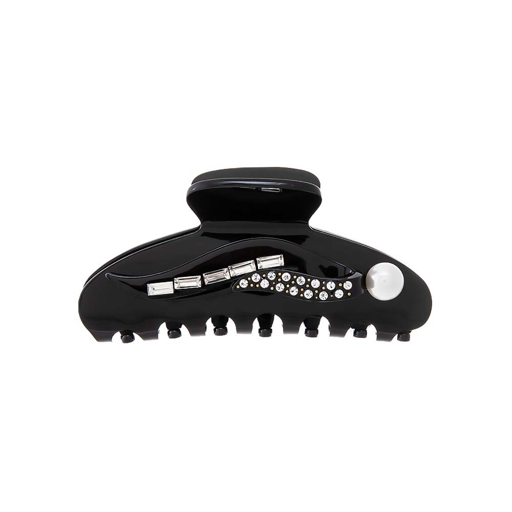 Black Pearl, Baguette, & Rhinestone Hair Claw Clip - Adina Eden's Jewels