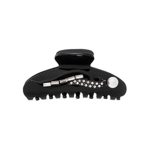 Black Pearl, Baguette, & Rhinestone Hair Claw Clip - Adina Eden's Jewels