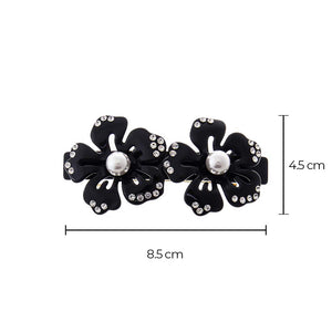 Black Double Cutout Flower Hair Barrette - Adina Eden's Jewels