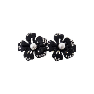 Black Black Double Cutout Flower Hair Barrette - Adina Eden's Jewels