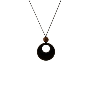 Black Circle Pendant Cord Necklace - Adina Eden's Jewels