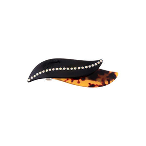 Black & Tortoise Rhinestone Accented Double Wave Hair Barette - Adina Eden's Jewels