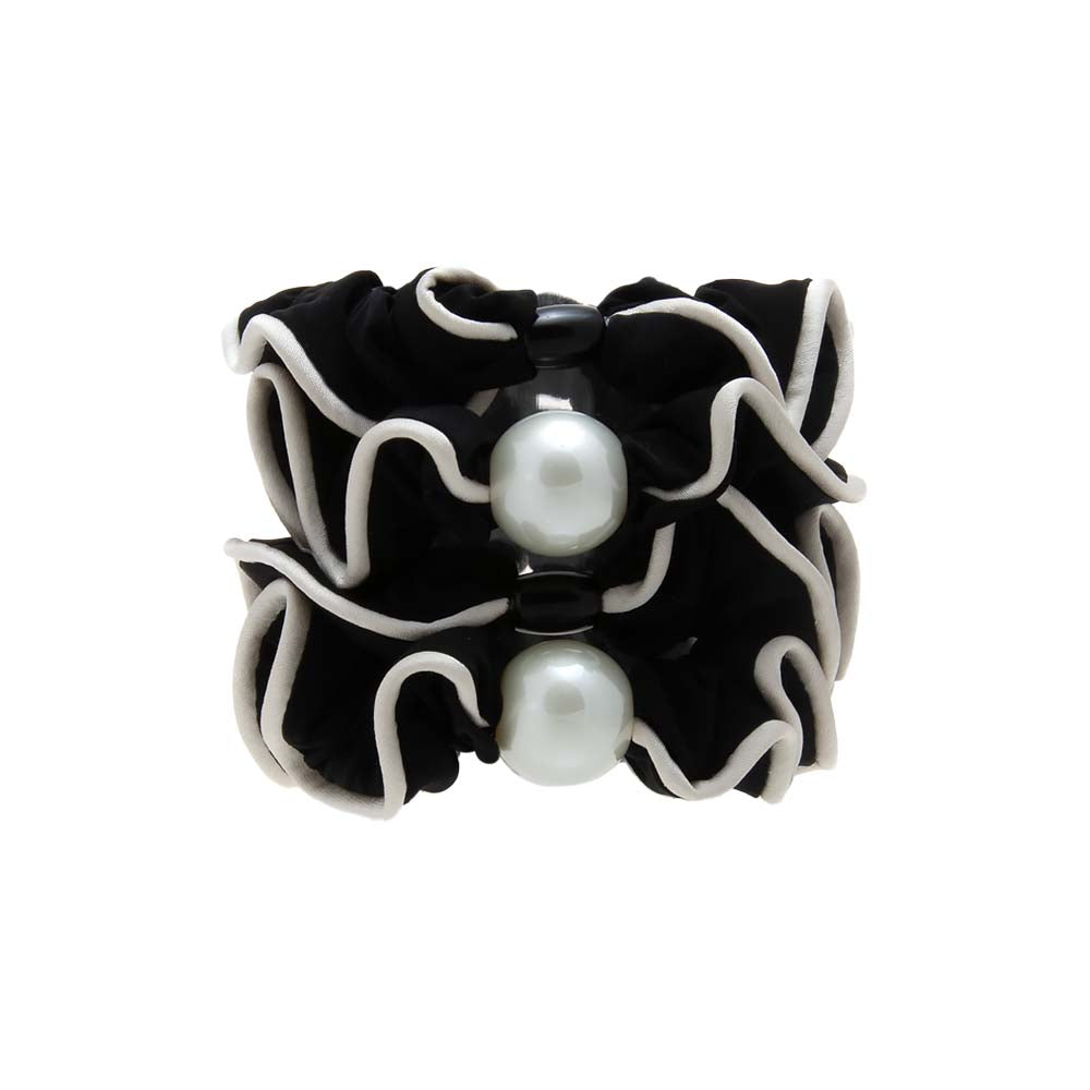 Pearl Accent Ruffle Scrunchie Duo