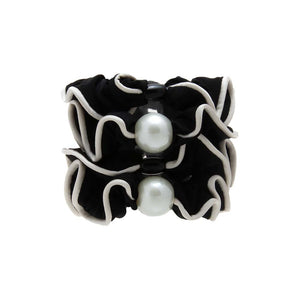 Pearl Accent Ruffle Scrunchie Duo