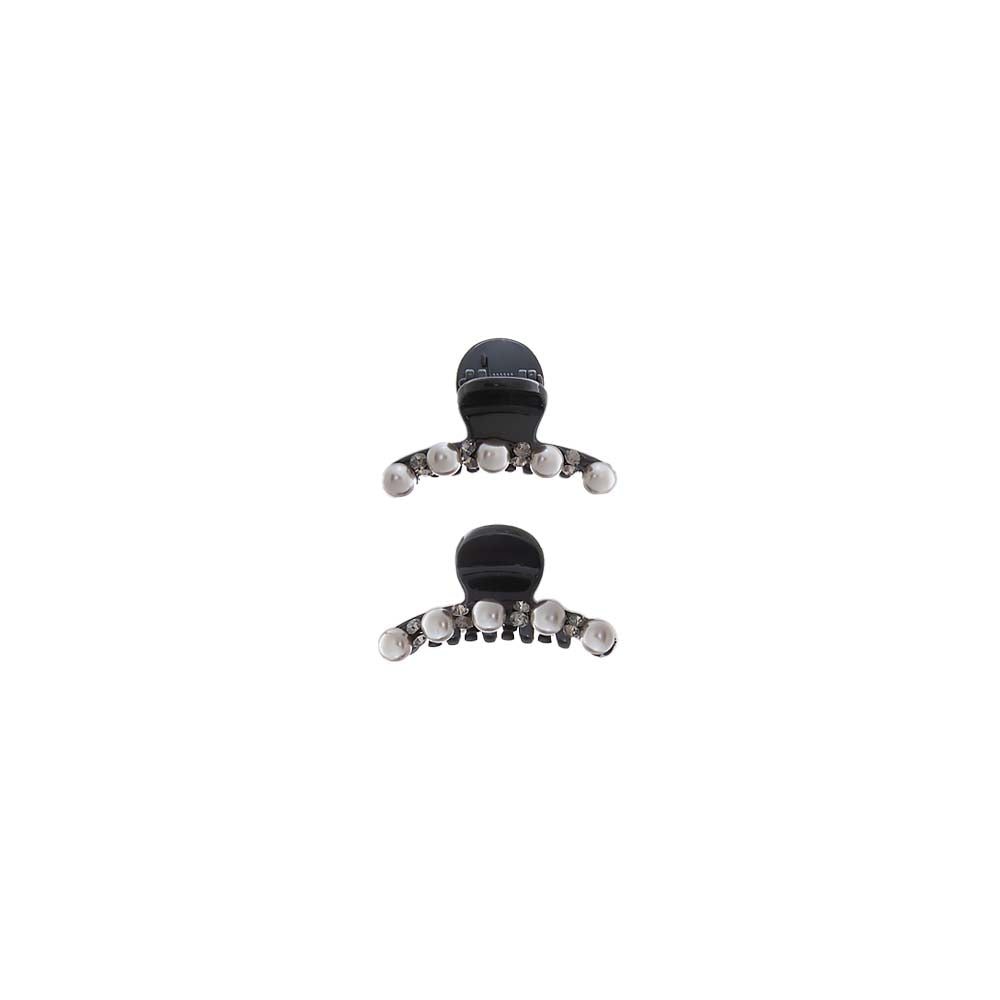 Black Mini Pearl Row Claw Clip Set - Adina Eden's Jewels