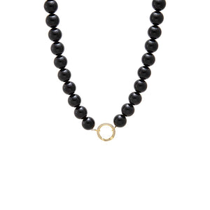 Black Onyx Large Bead Clicker Necklace