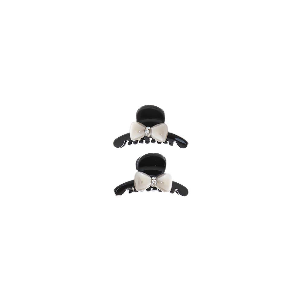 Black Pearl Bow Mini Claw Clip Set - Adina Eden's Jewels