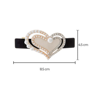 Pearl & Rhinestone Cutout Heart Barrette - Adina Eden's Jewels