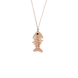 Light Brown Brown Rope Fish Skeleton Necklace - Adina Eden's Jewels